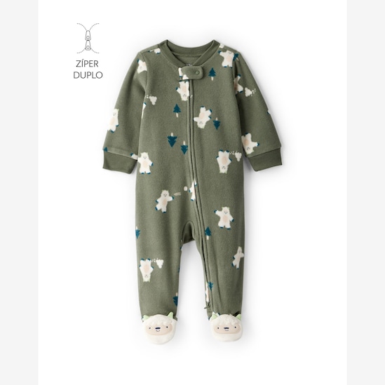 Macacão bebê em fleece monstrinhos - verde | Carter's