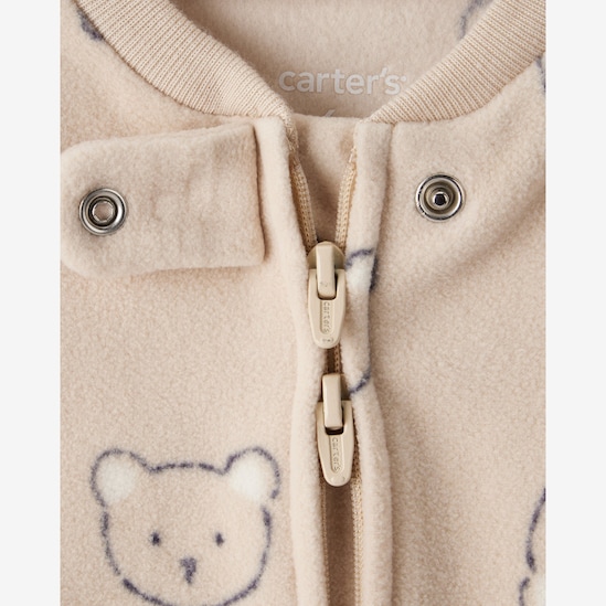 Macacão bebê em fleece urso - bege | Carter's