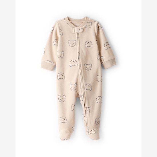 Macacão bebê em fleece urso - bege | Carter's