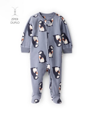 Macacão bebê em fleece pinguim - cinza | Carter's
