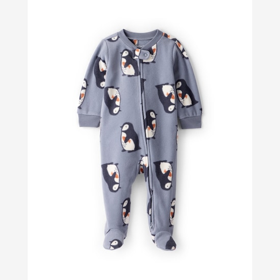 Macacão bebê em fleece pinguim - cinza | Carter's