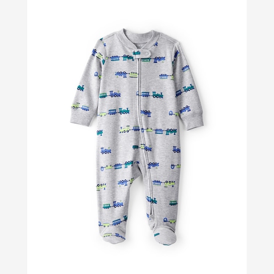 Macacão bebê com pezinho trem - cinza | Carter's