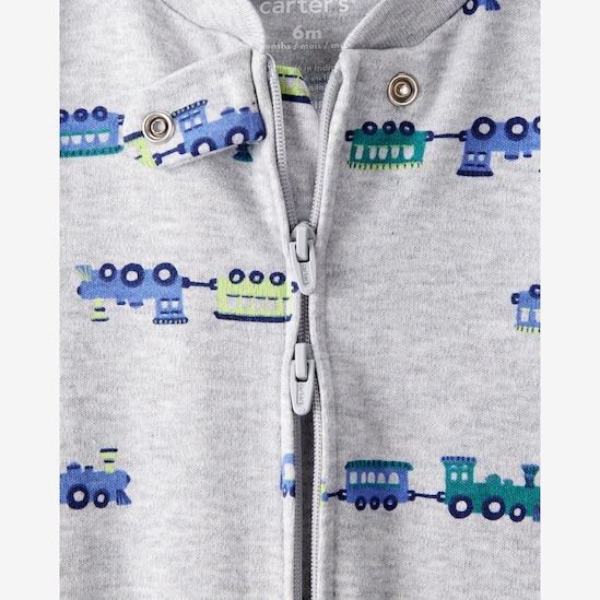 Macacão bebê com pezinho trem - cinza | Carter's