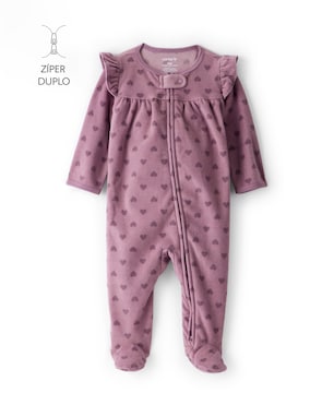 Macacão bebê em fleece coração - lilás | Carter's