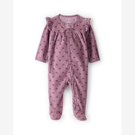 Macacão bebê em fleece coração - lilás | Carter's