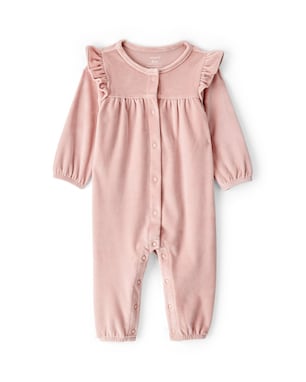 Macacão bebê em plush com babados - rosa | Carter's