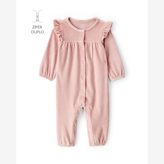Macacão bebê em plush com babados - rosa | Carter's