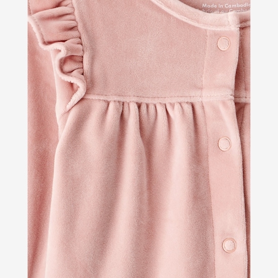 Macacão bebê em plush com babados - rosa | Carter's