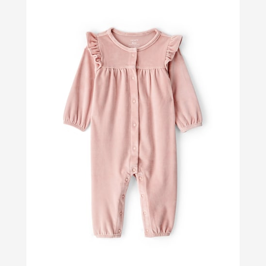 Macacão bebê em plush com babados - rosa | Carter's