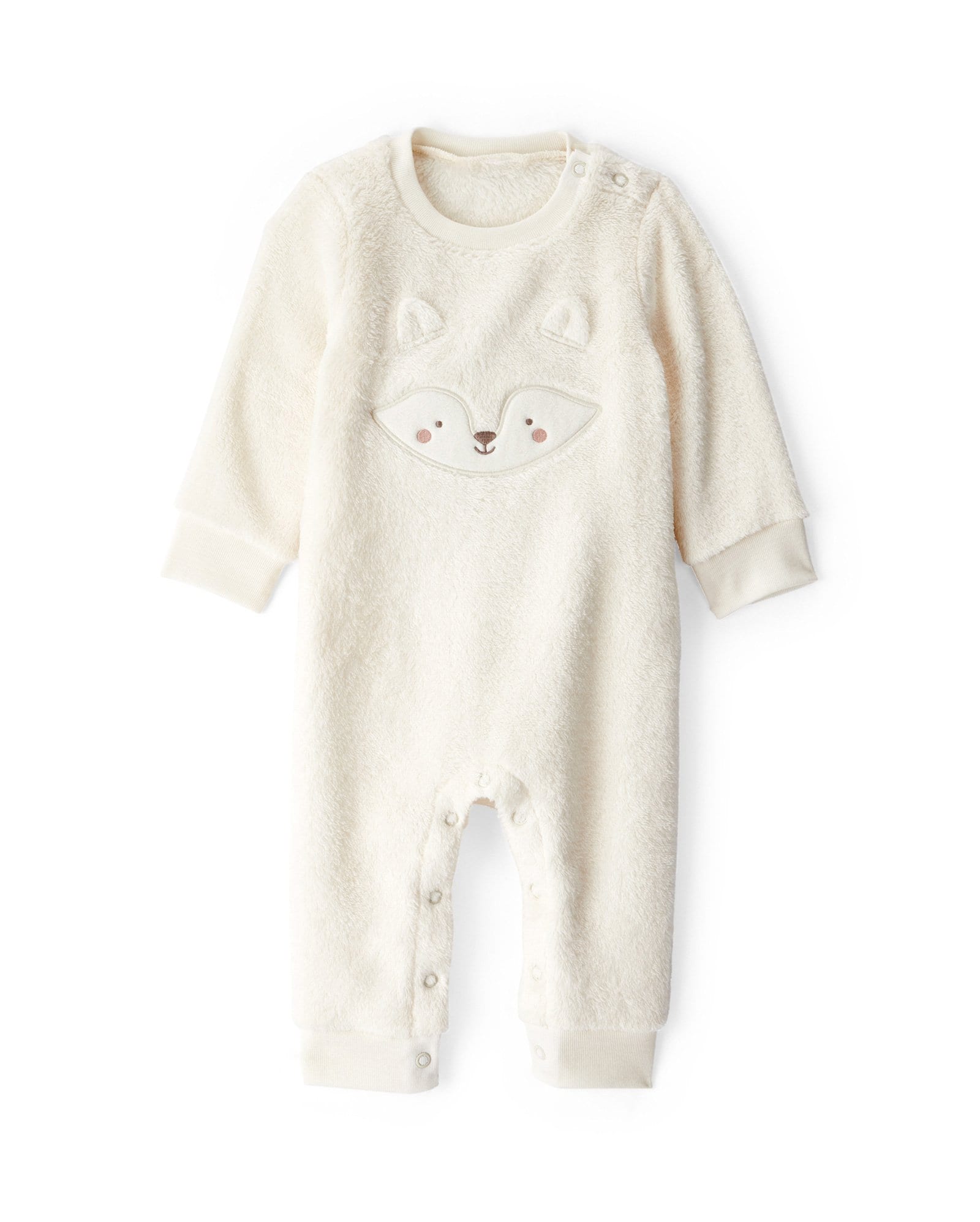 Macacão bebê em pelúcia raposa - off-white | Carter's