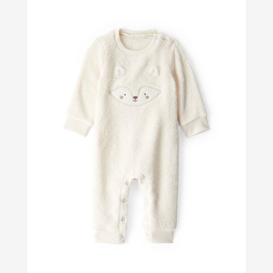 Macacão bebê em pelúcia raposa - off-white | Carter's