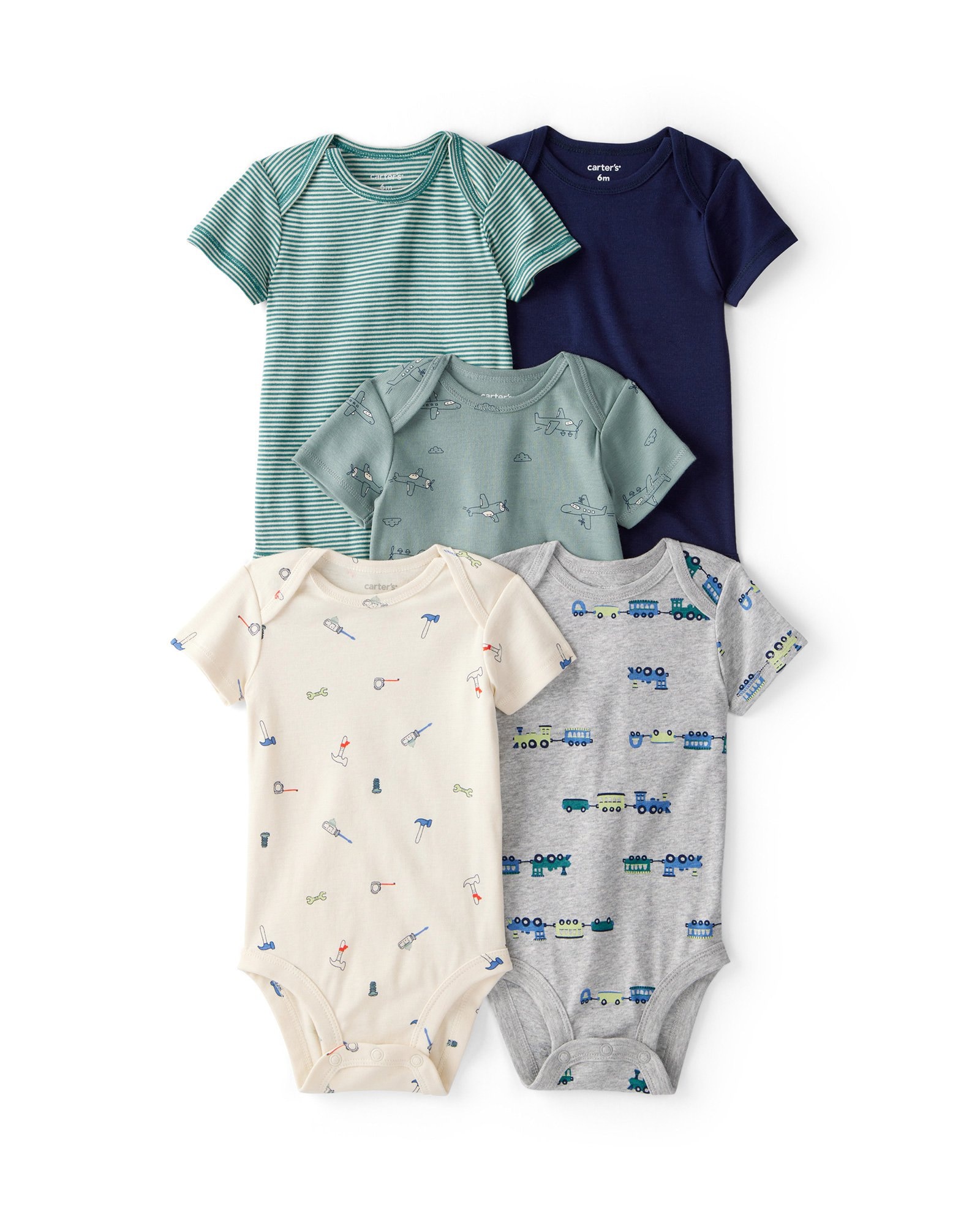 Kit body bebê 5 peças trenzinhos - multicor | Carter's
