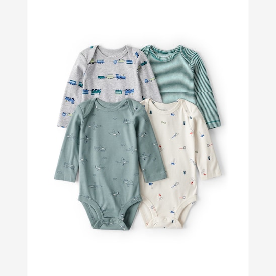 Kit body bebê 4 peças trenzinhos - multicor | Carter's