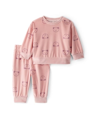 Conjunto longo infantil 2 peças em plush ursinhos - rosa | Carter's