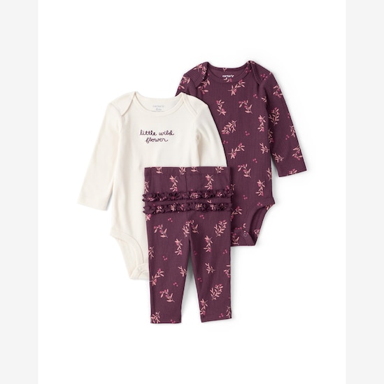 Conjunto longo bebê 3 peças floral - multicor | Carter's
