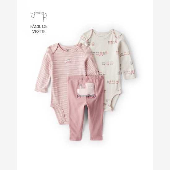 Conjunto longo bebê 3 peças trem - multicor | Carter's