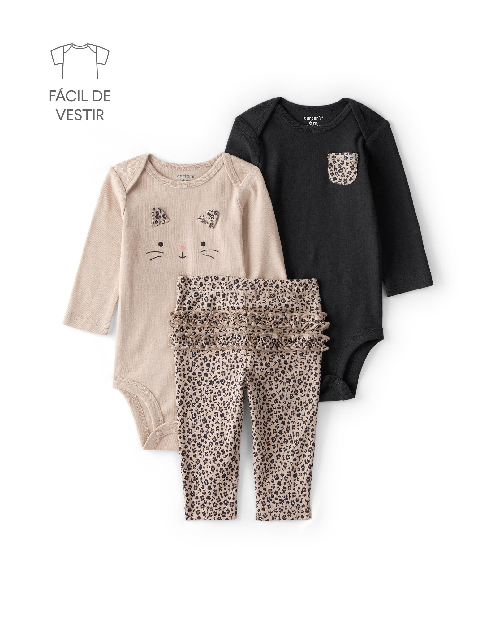 Conjunto longo bebê 3 peças onça - multicor | Carter's