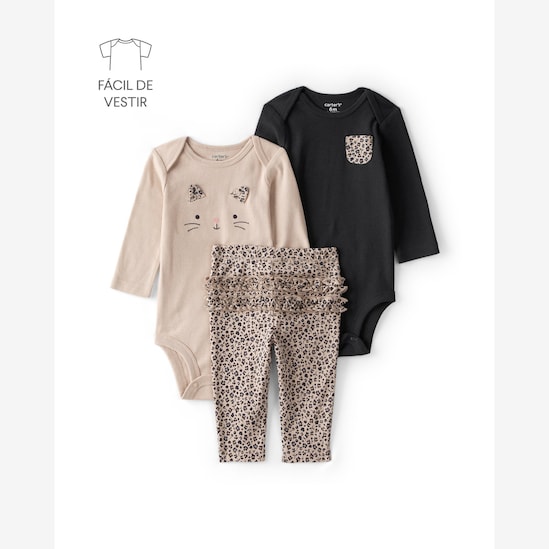 Conjunto longo bebê 3 peças onça - multicor | Carter's