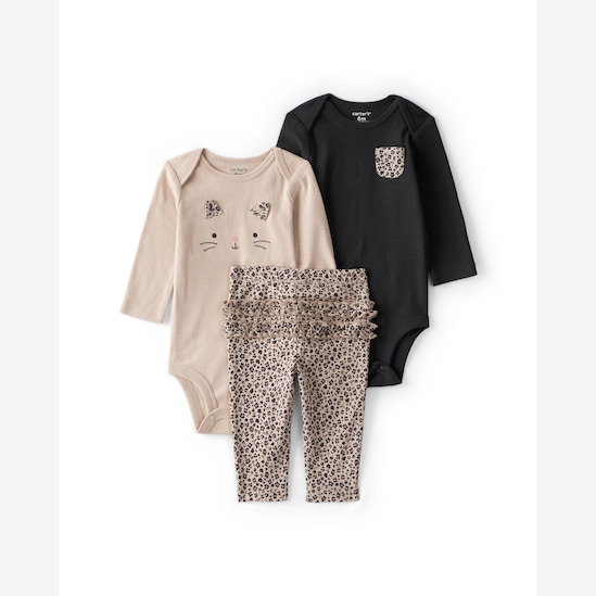 Conjunto longo bebê 3 peças onça - multicor | Carter's