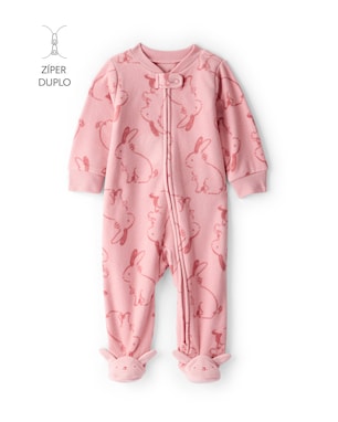 Macacão bebê em fleece coelhinhos - rosa | Carter's