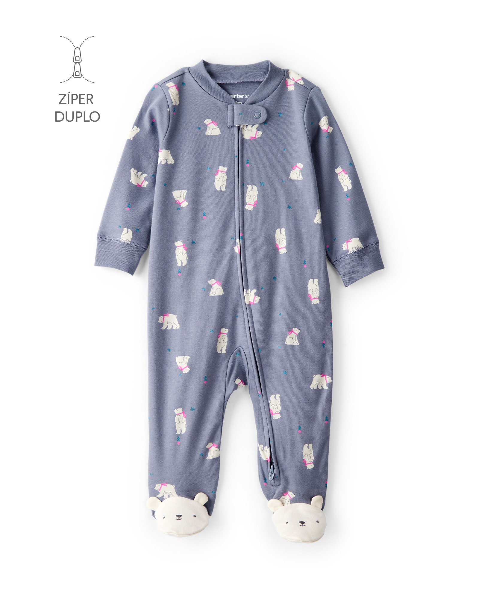 Macacão bebê com pezinho urso polar - azul | Carter's