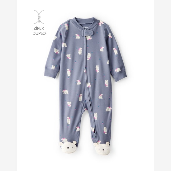 Macacão bebê com pezinho urso polar - azul | Carter's
