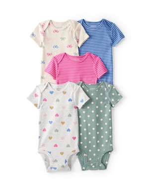 Kit body bebê 5 peças laços coração - multicor | Carter's