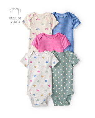 Kit body bebê 5 peças laços coração - multicor | Carter's