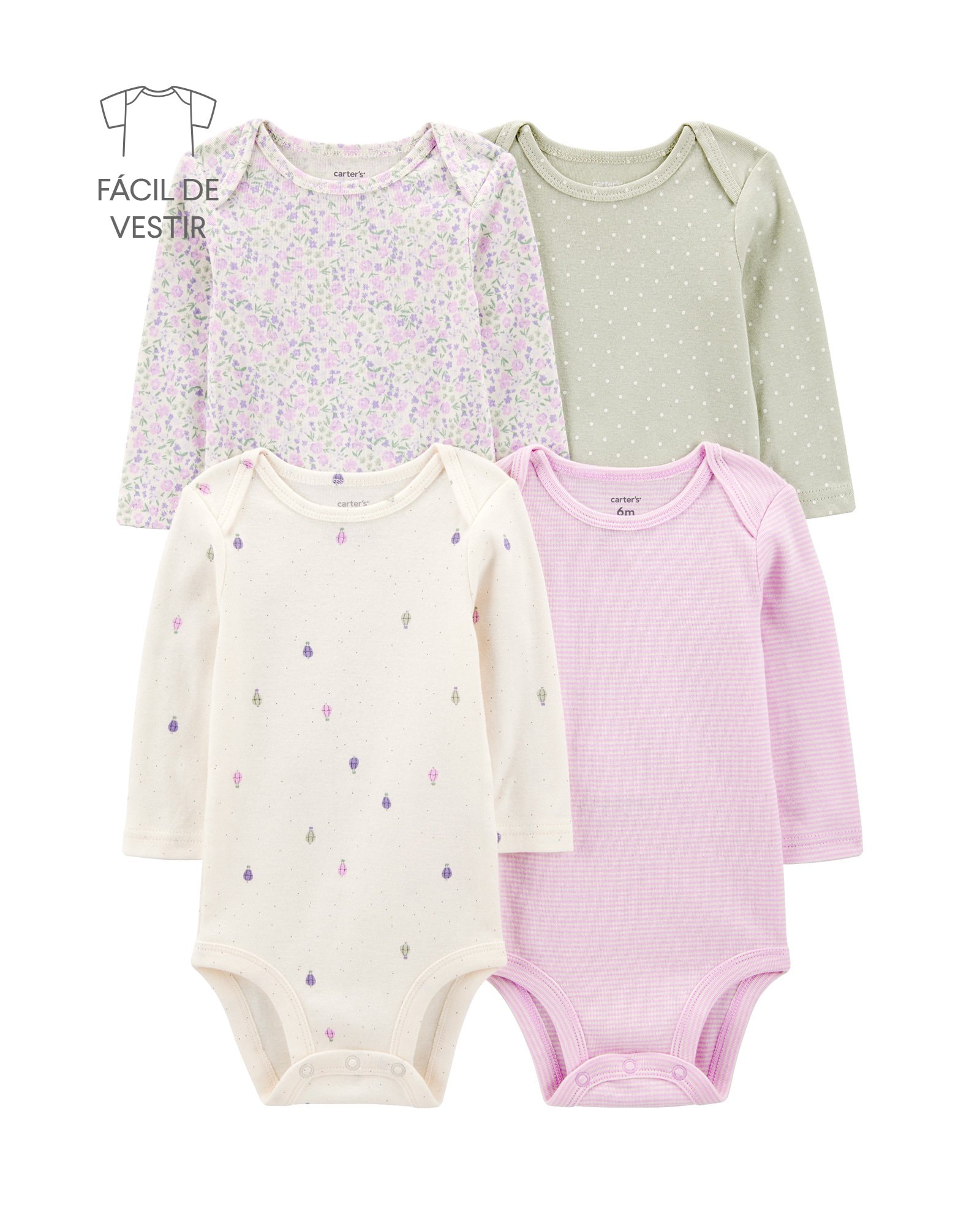 Kit body bebê 4 peças balão e floral - multicor | Carter's