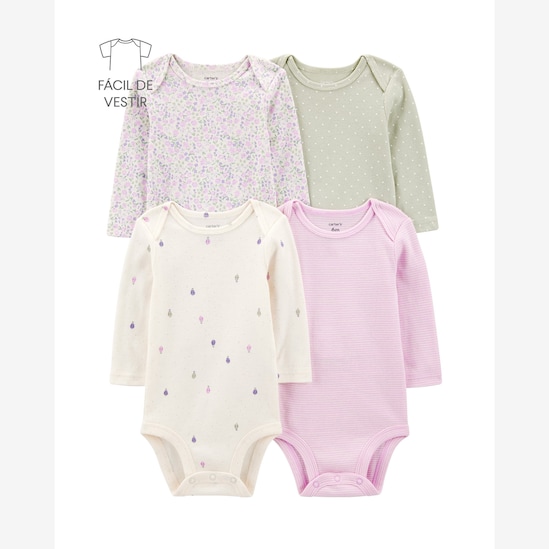 Kit body bebê 4 peças balão e floral - multicor | Carter's