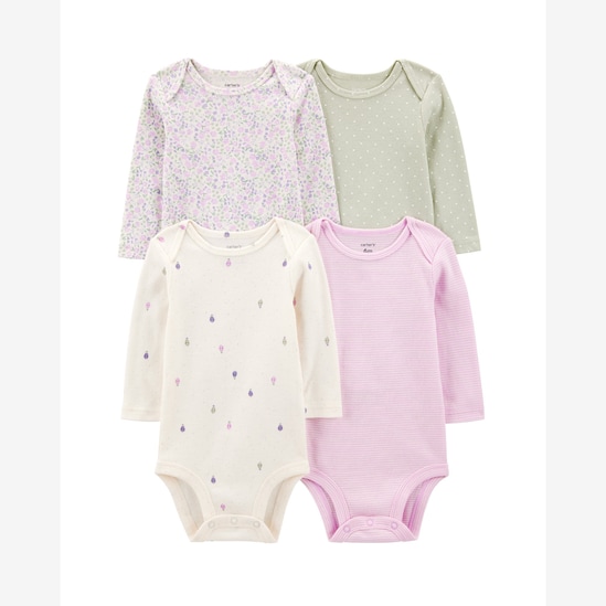 Kit body bebê 4 peças balão e floral - multicor | Carter's