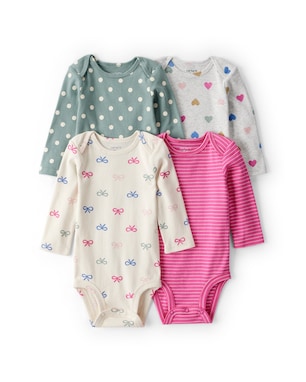 Kit body bebê 4 peças laços coração - multicor | Carter's