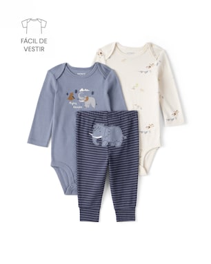 Conjunto longo bebê 3 peças mamute - multicor | Carter's