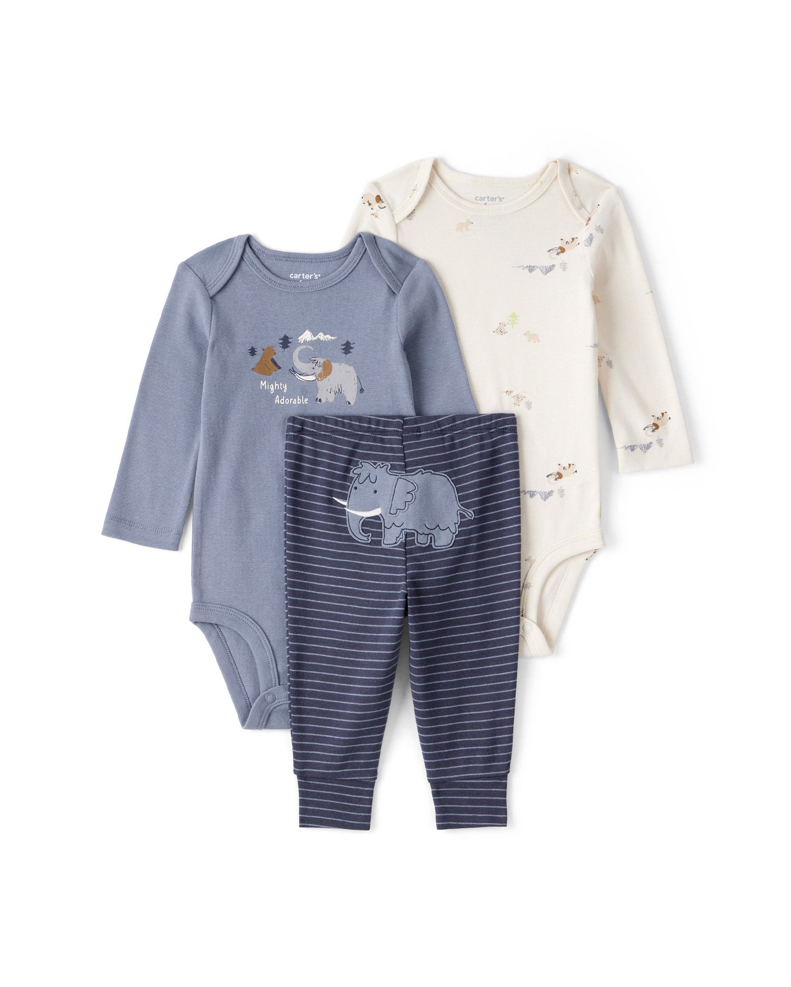 Conjunto longo bebê 3 peças mamute - multicor | Carter's