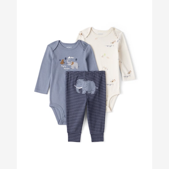 Conjunto longo bebê 3 peças mamute - multicor | Carter's