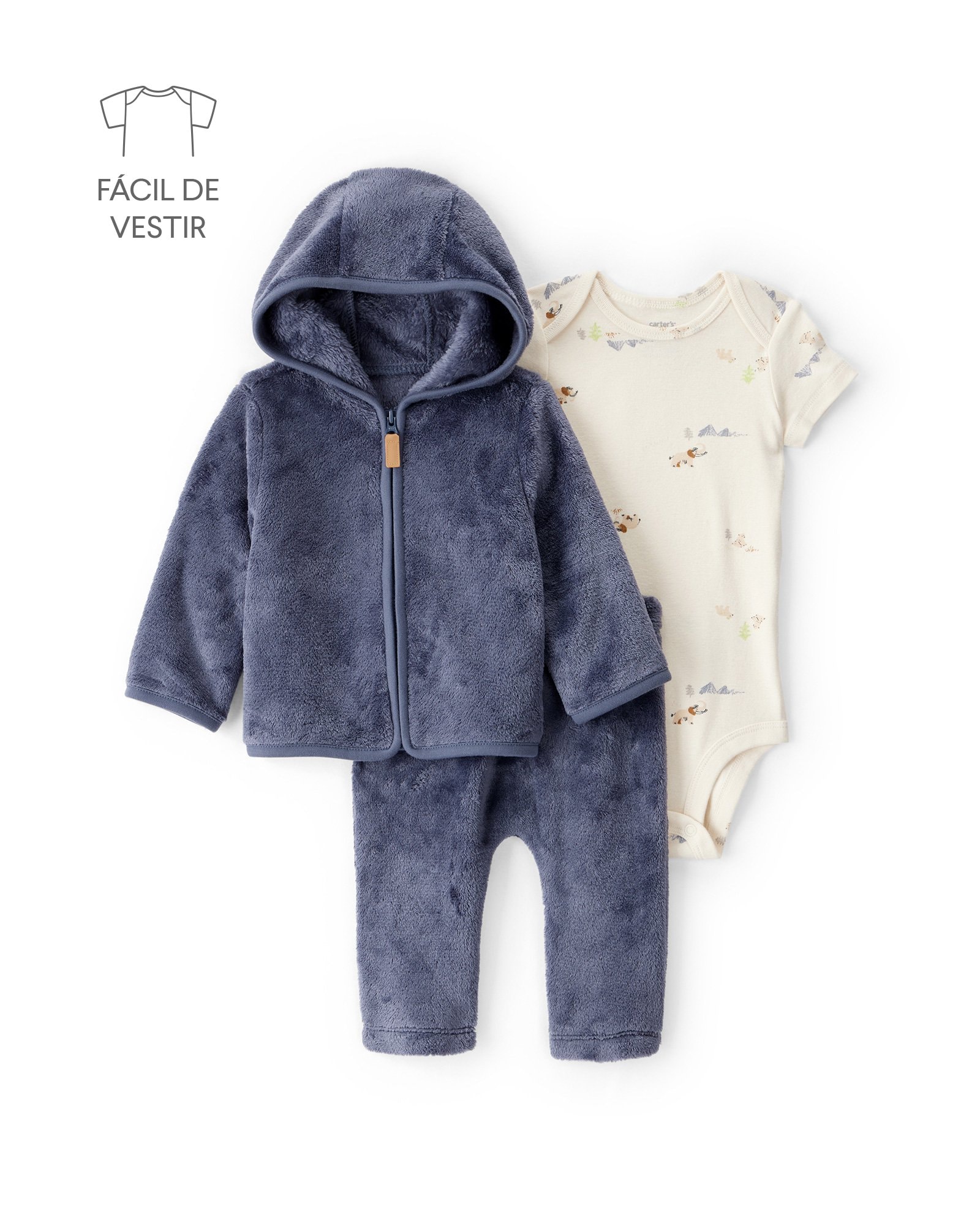 Conjunto longo bebê 3 peças pelúcia - multicor | Carter's