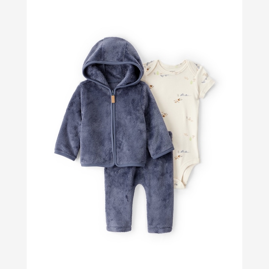 Conjunto longo bebê 3 peças pelúcia - multicor | Carter's
