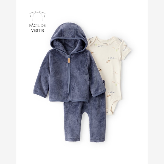 Conjunto longo bebê 3 peças pelúcia - multicor | Carter's