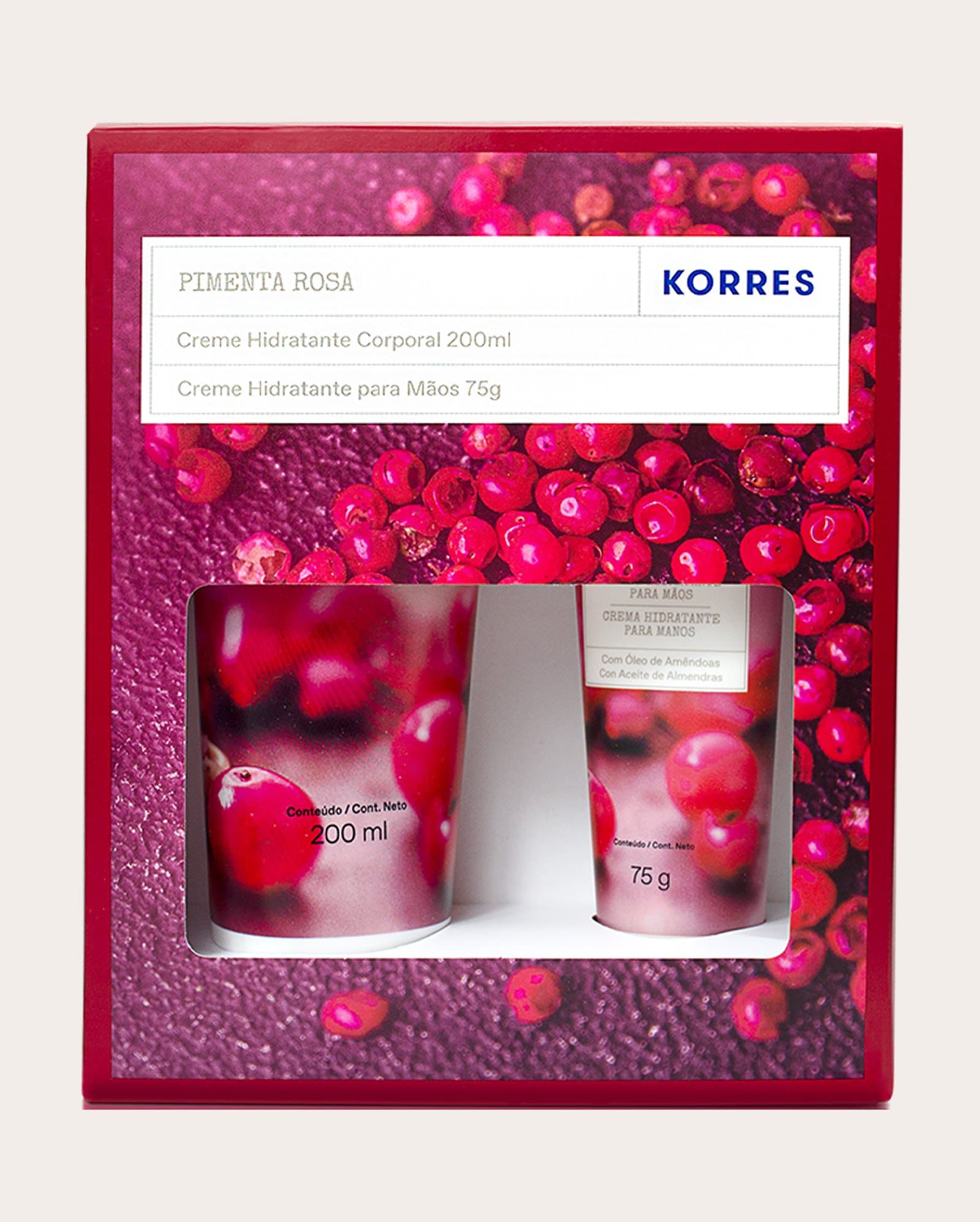 Kit hidratante corporal 200ml + creme para as mãos pimenta rosa 75g | Korres