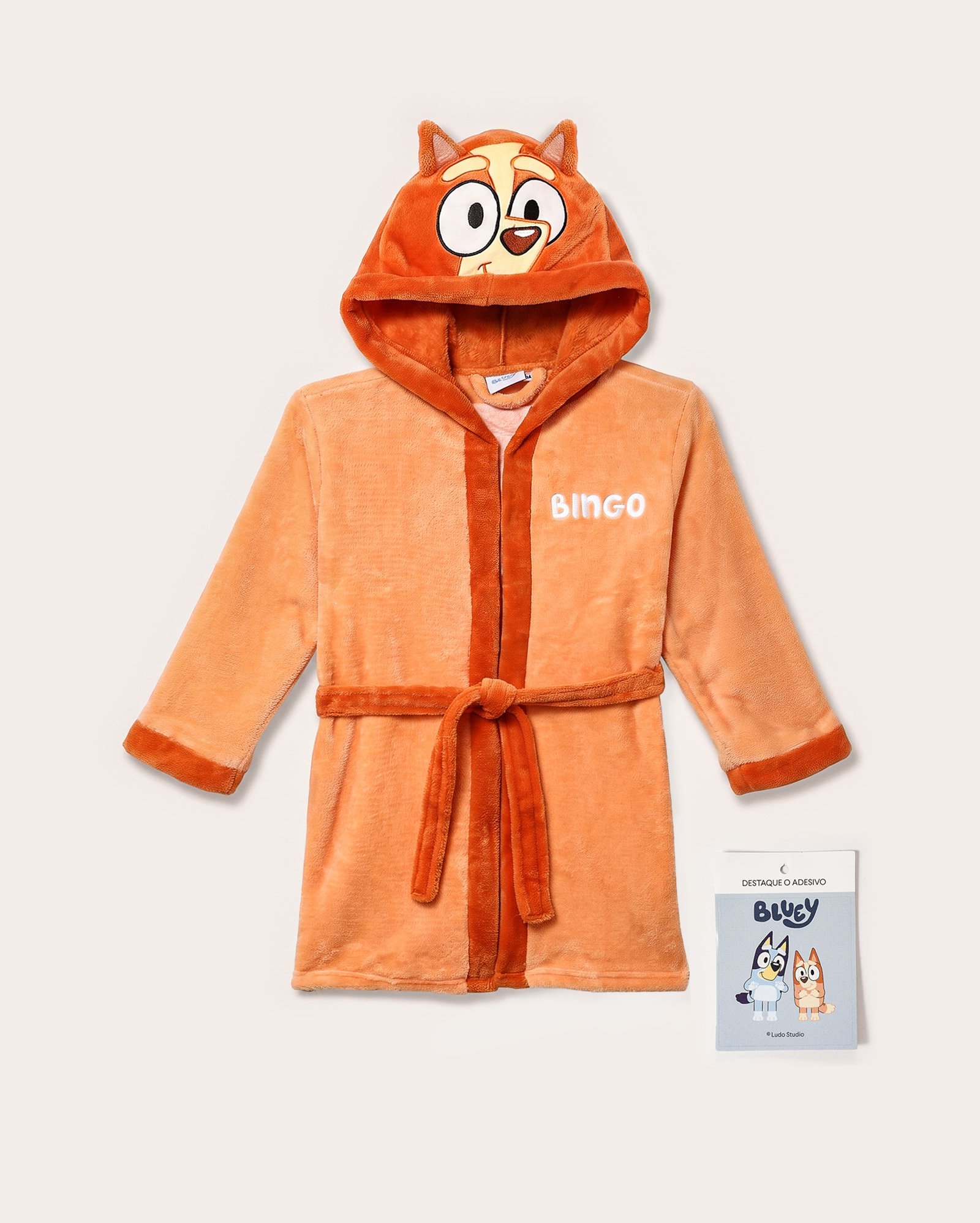 Roupão infantil Bingo com capuz interativo 2-8A - Laranja