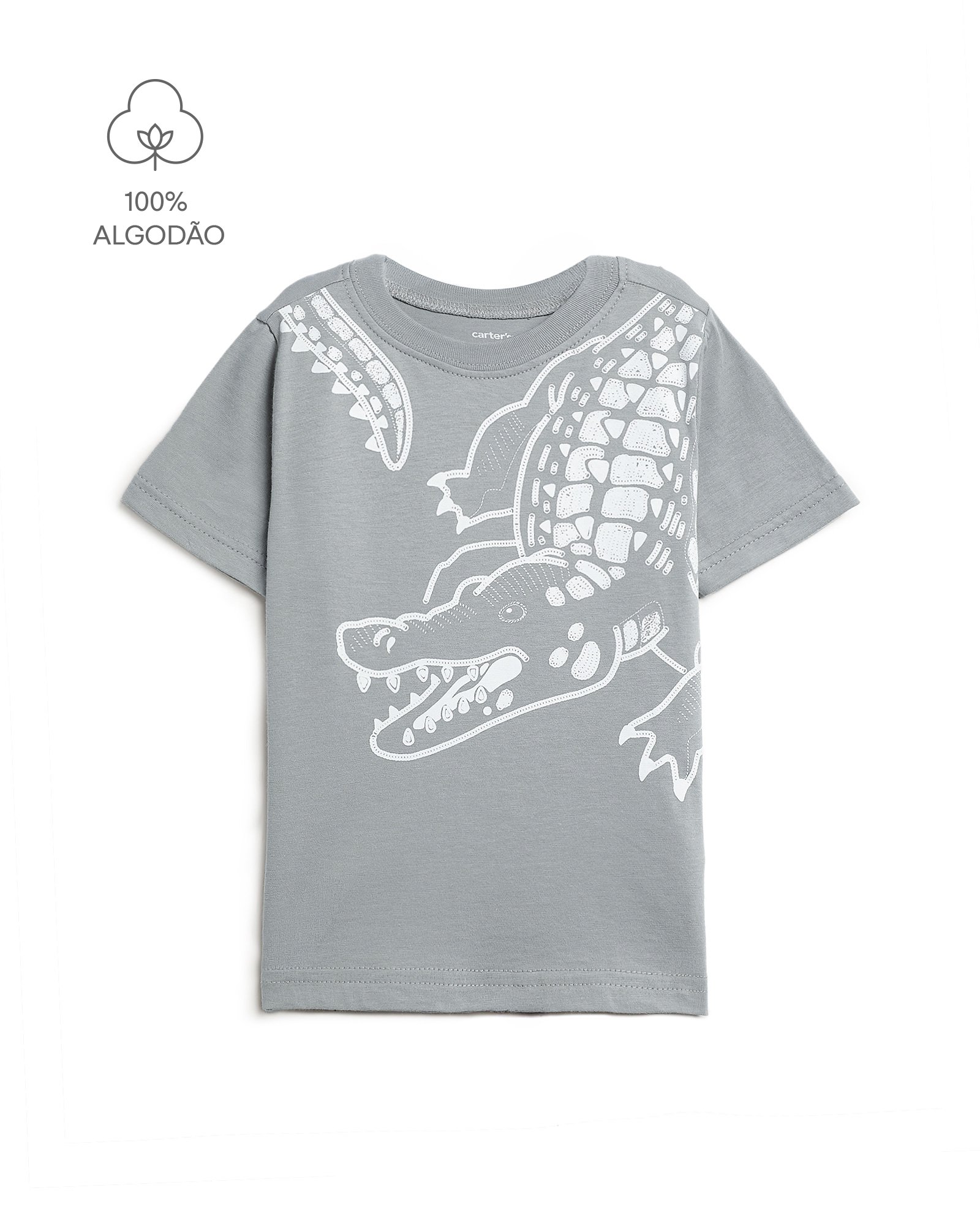 Camiseta infantil jacaré - cinza | Carter's