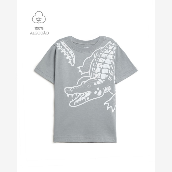 Camiseta infantil jacaré - cinza | Carter's