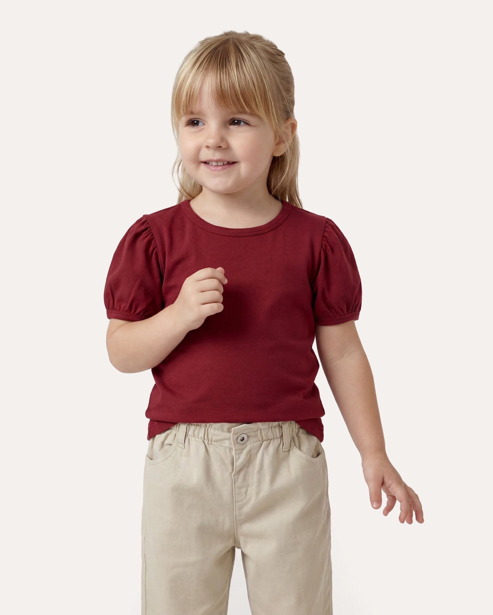 Camiseta infantil manga curta bufante 1-6A - vermelha