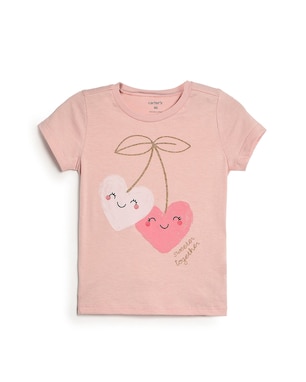 Camiseta infantil coração - rosa | Carter's
