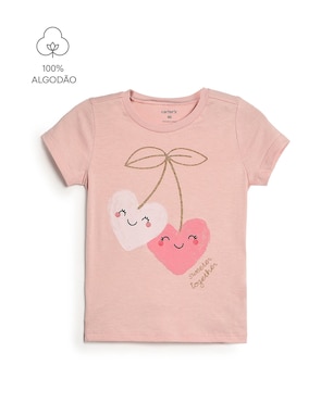 Camiseta infantil coração - rosa | Carter's