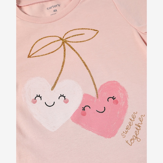 Camiseta infantil coração - rosa | Carter's