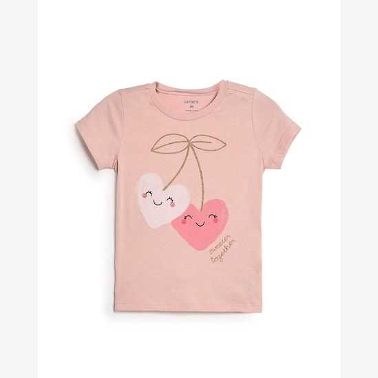 Camiseta infantil coração - rosa | Carter's