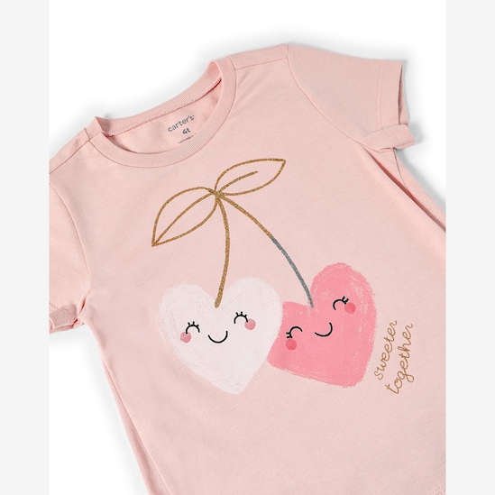 Camiseta infantil coração - rosa | Carter's