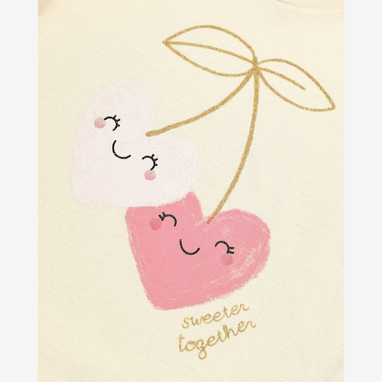 Camiseta infantil coração - bege | Carter's