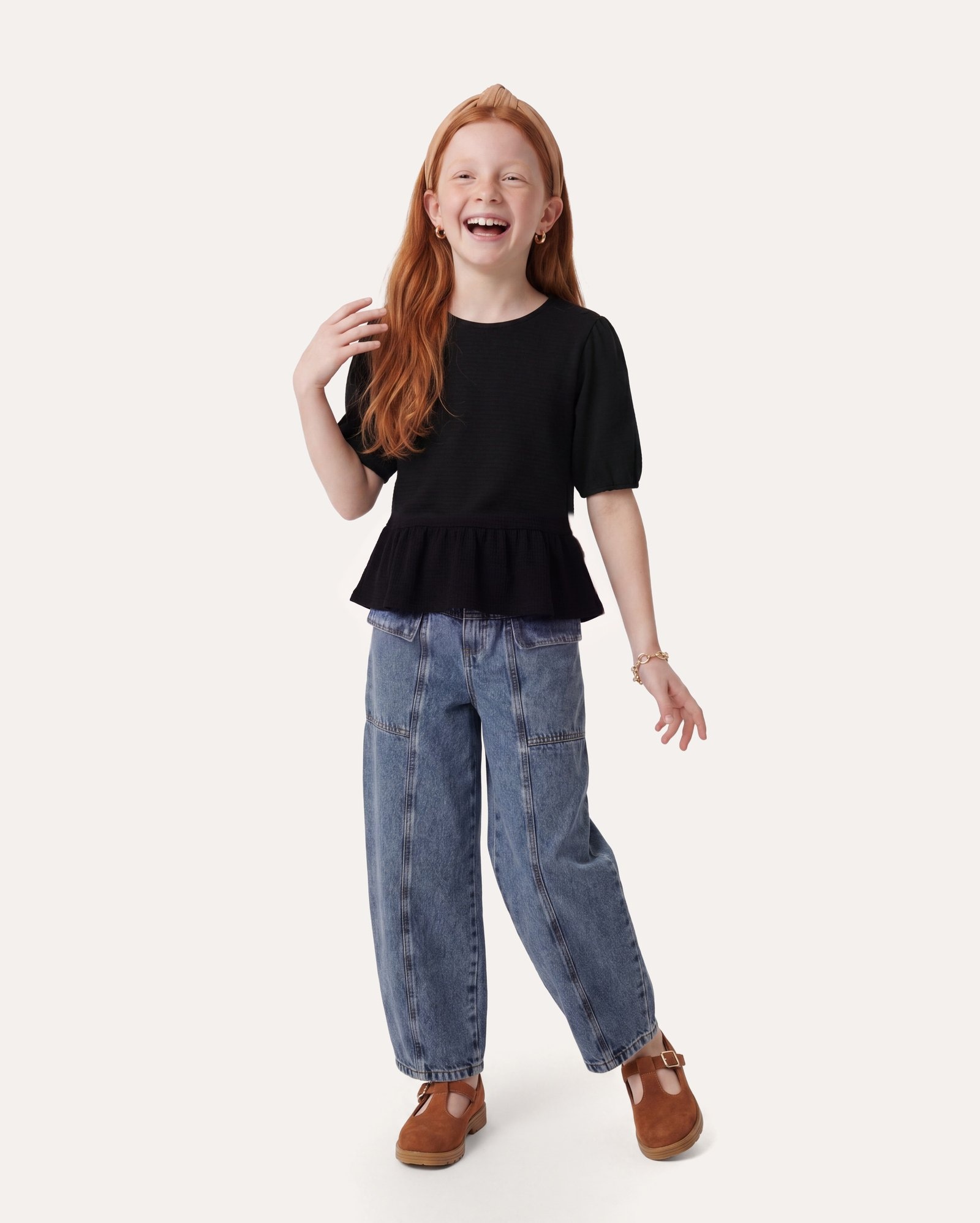 Calça jeans infantil barrel A. Niemeyer 6-14A - denim escuro